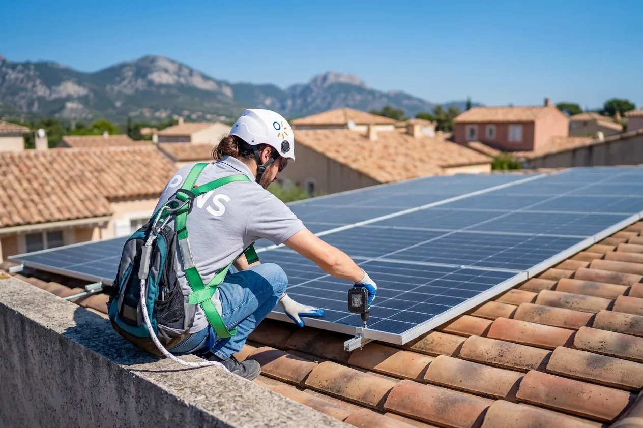 Installation panneaux solaires en plaine viticole héraultaise à Montpellier